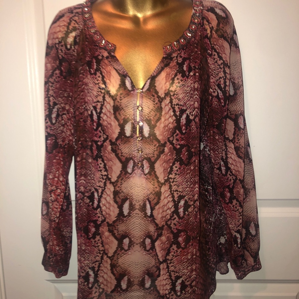 Vera Cristina blouse size 4/6 snakeskin silk